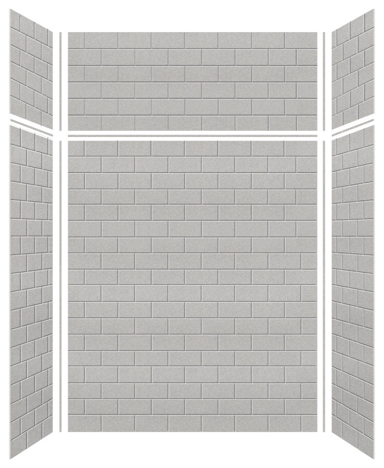 Transolid SaraMar 60"x36"x96" 6-Piece Shower Wall Kit with Extension, Grey Beach