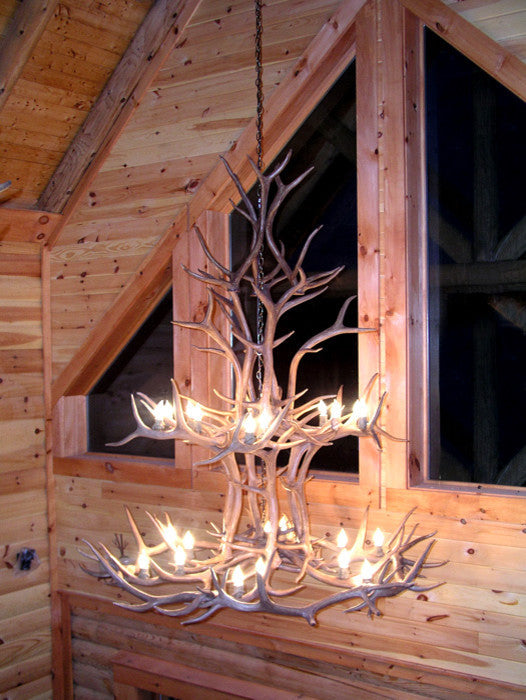 Real Antler Elk King Jewel Deer Chandelier Light