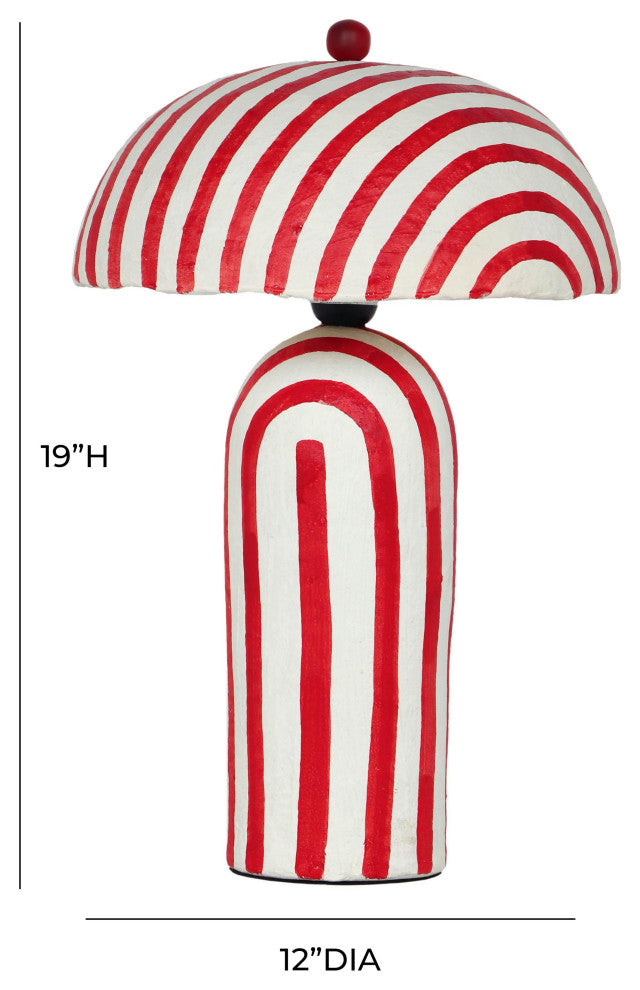 Maiori Papier Mache Table Lamp, Red