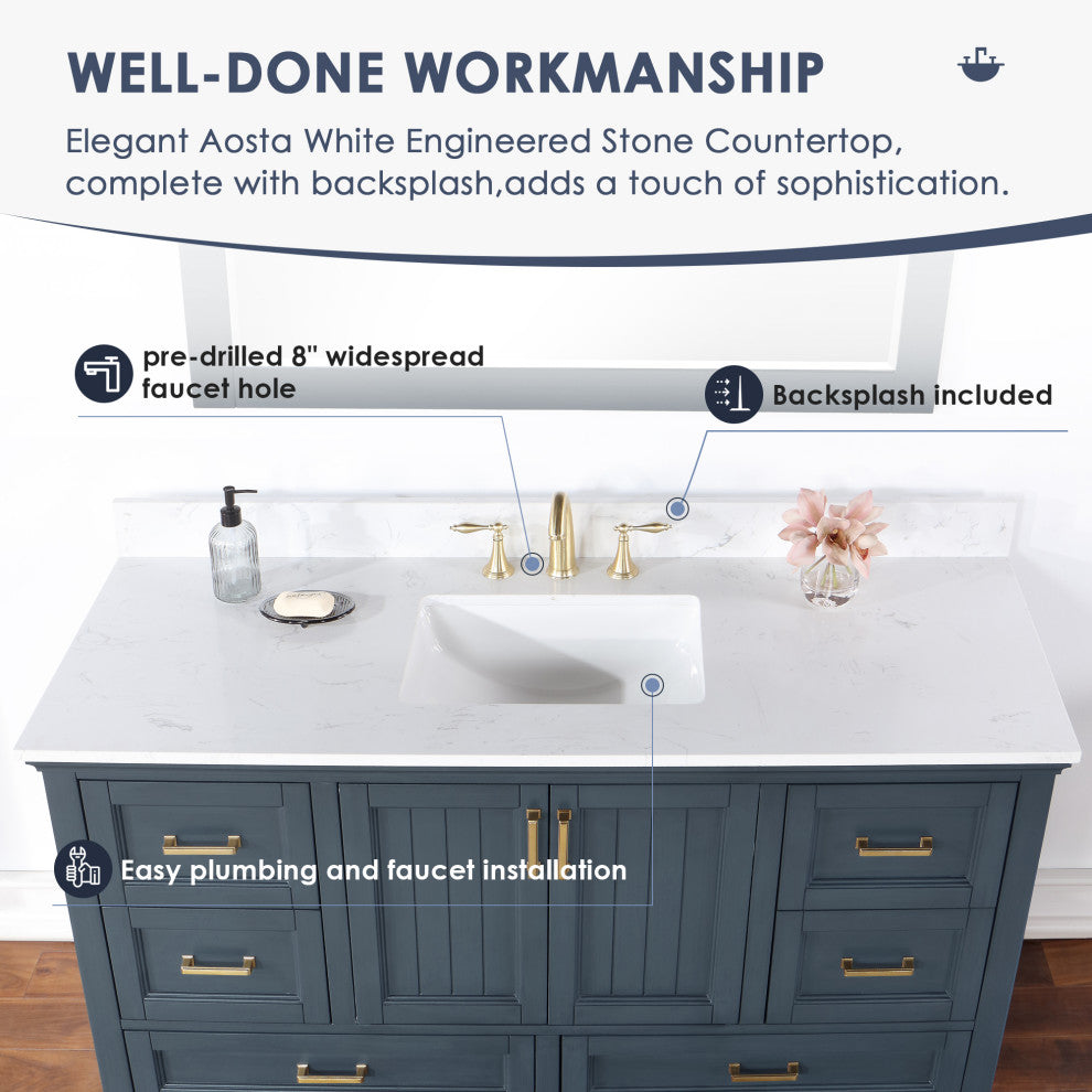 Isla Single Bathroom Vanity Set, Classic Blue, 60, Without Mirror