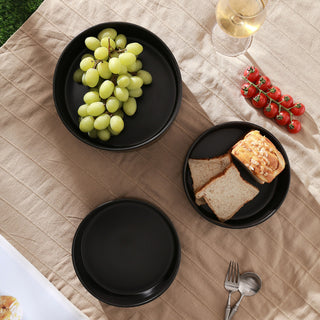 3-Piece Stone Lain Celina Stoneware Service Bowl Set, Black