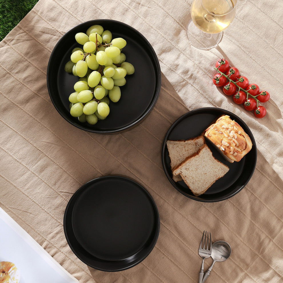 3-Piece Stone Lain Celina Stoneware Service Bowl Set, Black