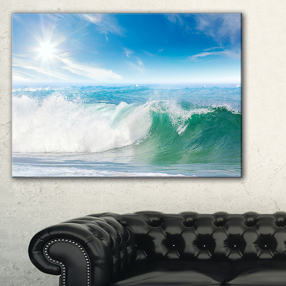 "White and Blue Waves under Sun" Canvas Print