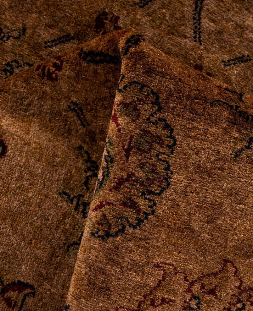 Overdyed One-of-a-Kind Hand-Knotted Area Rug Brown, 2' 8" x 8' 10"