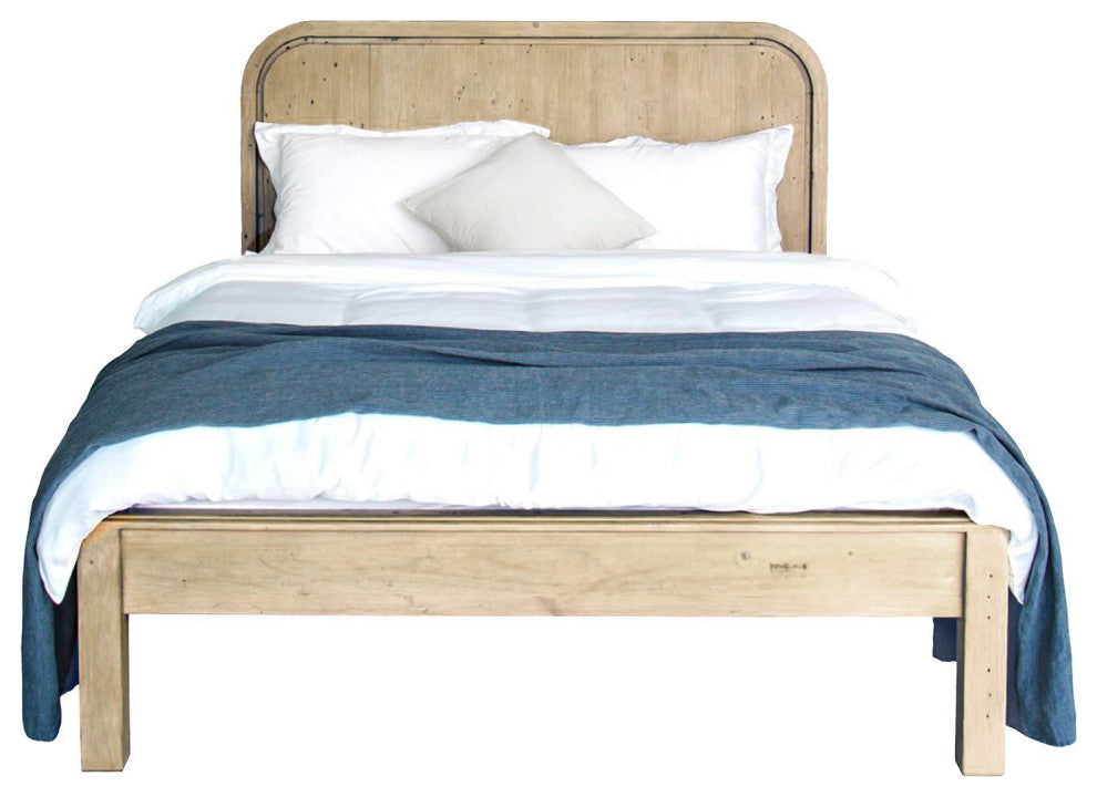 Opera Pine Wood Panel Bed, Brown, King