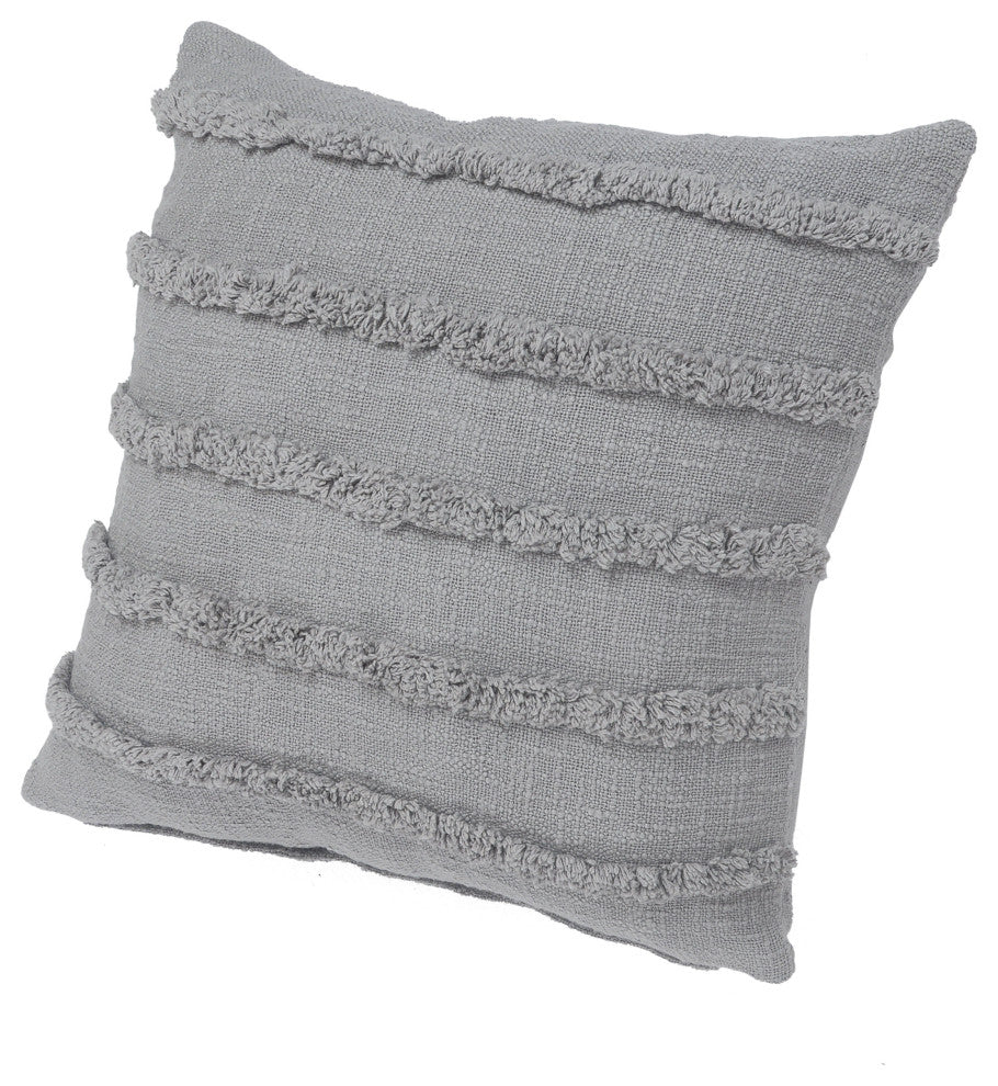 Overtufted Solid Throw Pillow, Gray
