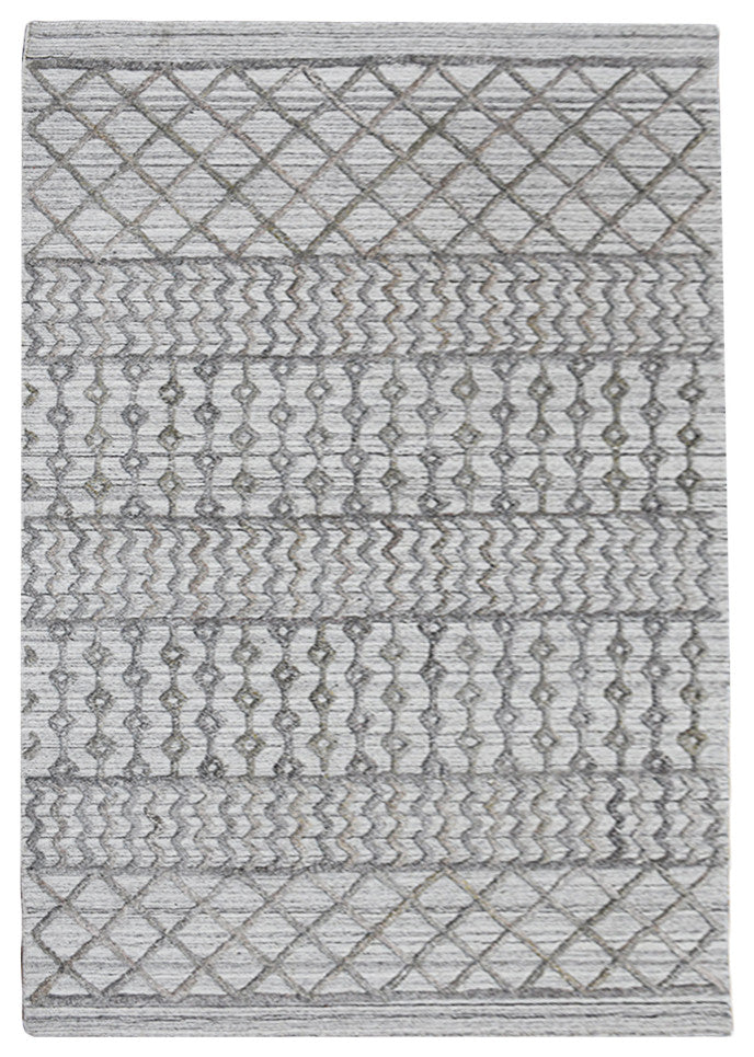 HAND WOVEN FLAT WEAVE KILIM POLYESTER AREA RUGS -Rectangle,Gray,Contemporary, [Rectangle] 4'x6'