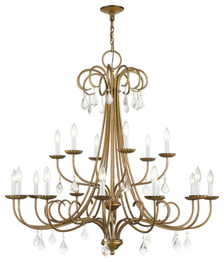 Daphne 18-Light Antique Gold Leaf Extra Large Chandelier, Clear Crystals