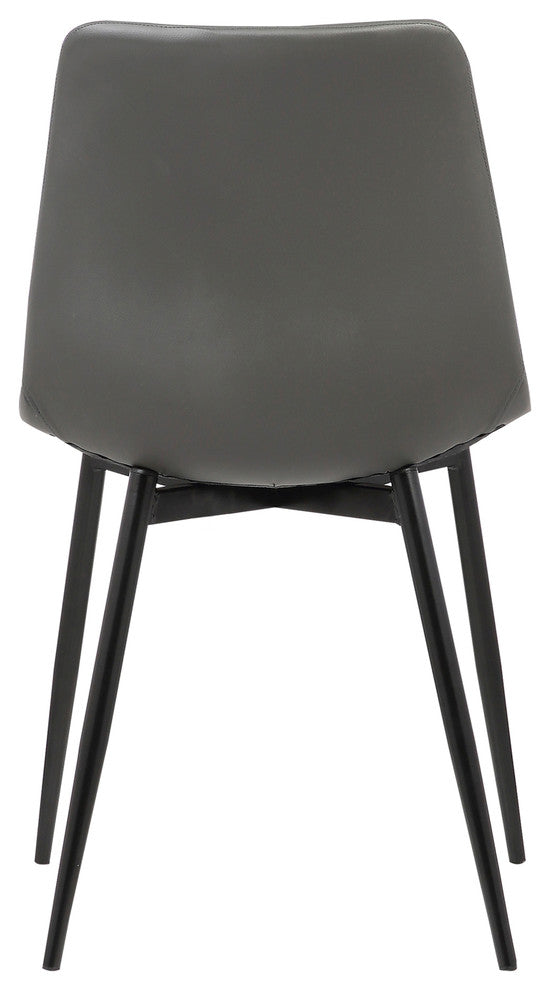 Jonas Contemporary Dining Chair, Gray Faux Leather With Black Powder Coated Legs