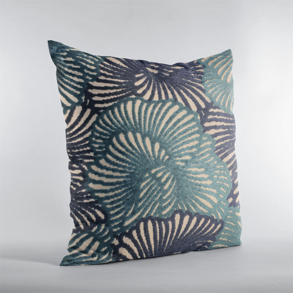 Plutus Blue Plush Damask Luxury Throw Pillow, 18"x18"