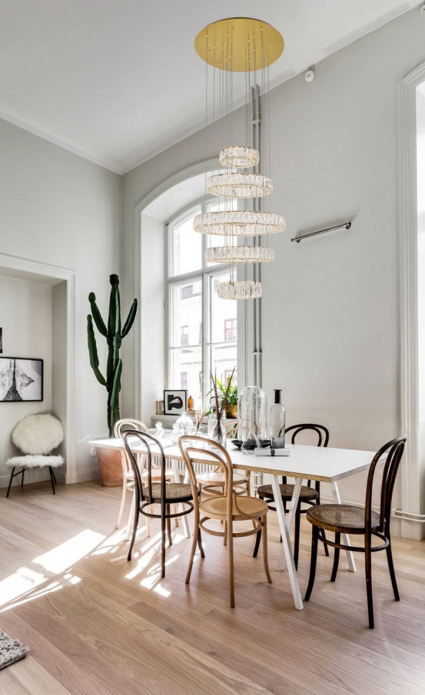 Mali Integrated LED Chip Light Gold Chandelier Clear Royal Cut Crystal