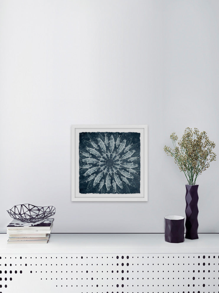 "White Burst" Framed Painting Print, 12"x12"