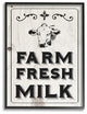 Black & White Farm Fresh Country Milk Cow Oversized Framed Giclee Art, 16"x20"