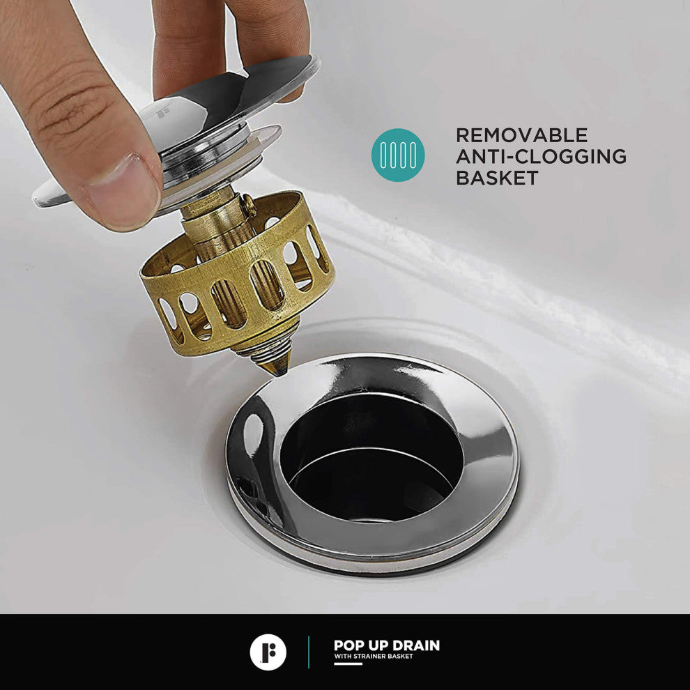 Pop Up Drain With Strainer Basket, Polished Chrome