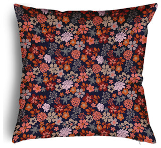 Succulent Garden Accent Pillow With Removable Insert, Navy, 18"x18"