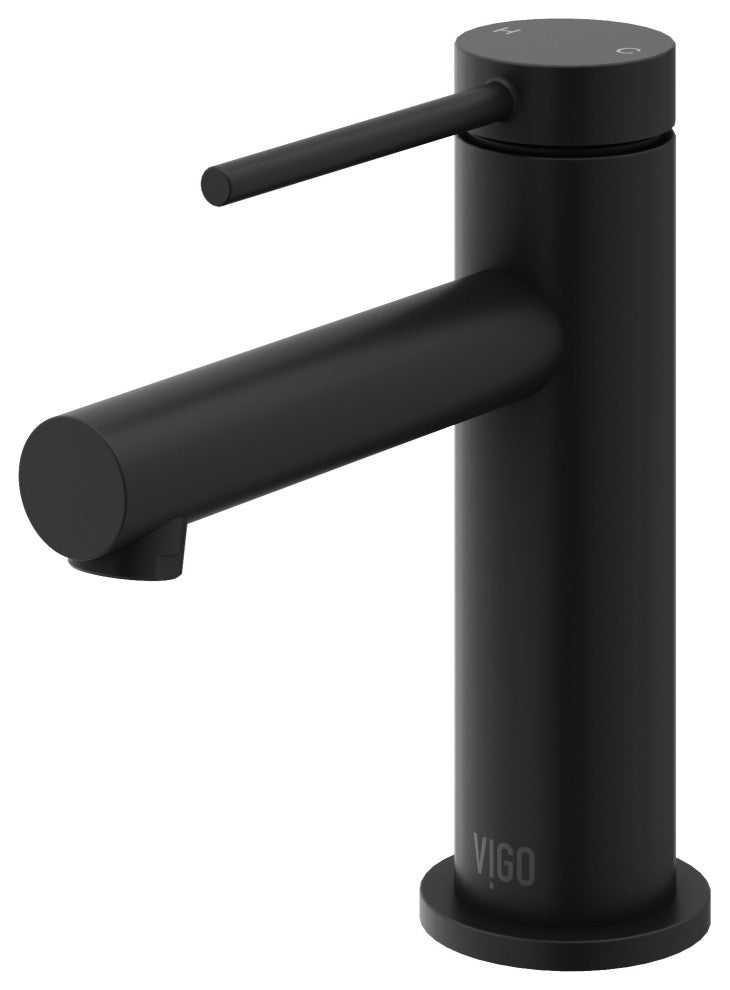 VIGO Jewel 6" H Single Handle Single Hole Bathroom Faucet, Matte Black