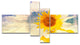 Double Exposure Yellow Sunflowers, Floral Canvas Art Print, 60"x32", 4 panels