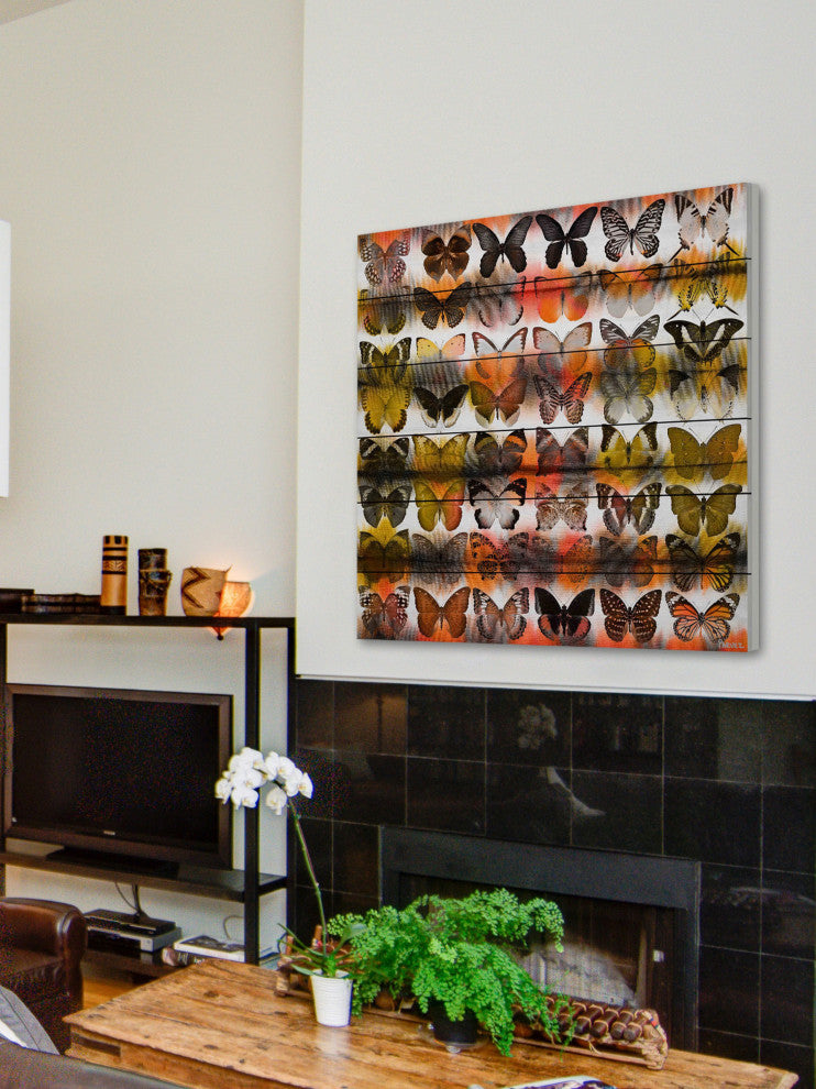 "Moths in Rows" UV Ink Print on White Wood, 40"x40"