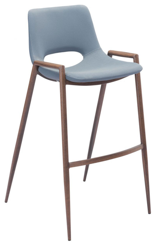 Desi Barstool, Set of 2 Blue/Walnut