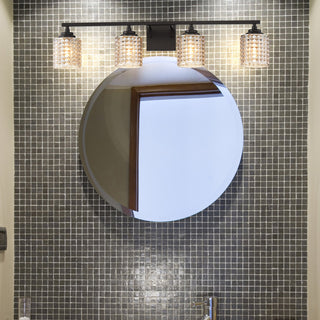 4-Light Dimmable Matte Black Vanity Light