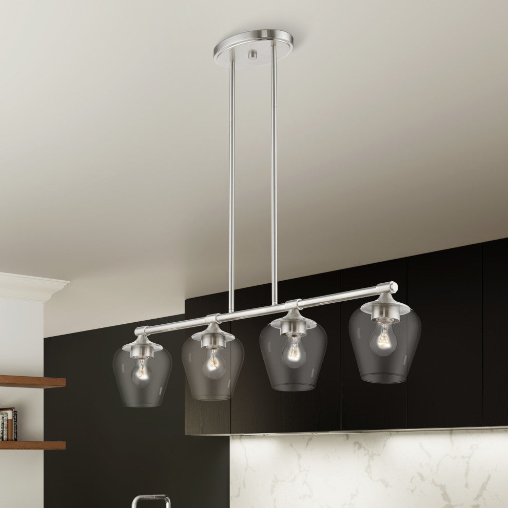 Willow 4 Light Brushed Nickel Linear Chandelier