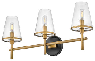 Hinkley Marten 25" Three Light Bath Vanity Fixture, Heritage Brass + Black