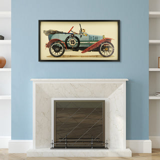 Antique Automobile Hand Made Dimensional Collage Framed Wall Art Under Glass