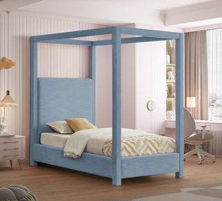 Emerson Upholstered Bed, Sky Blue, Twin, Linen Textured Fabric