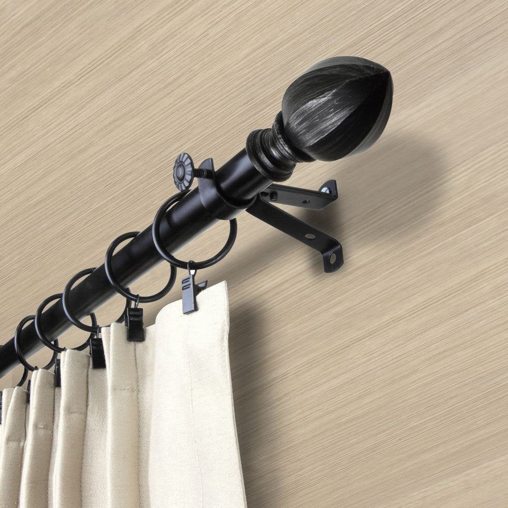 Harper 13/16" Diameter Curtain Rod, Black, 18-28"