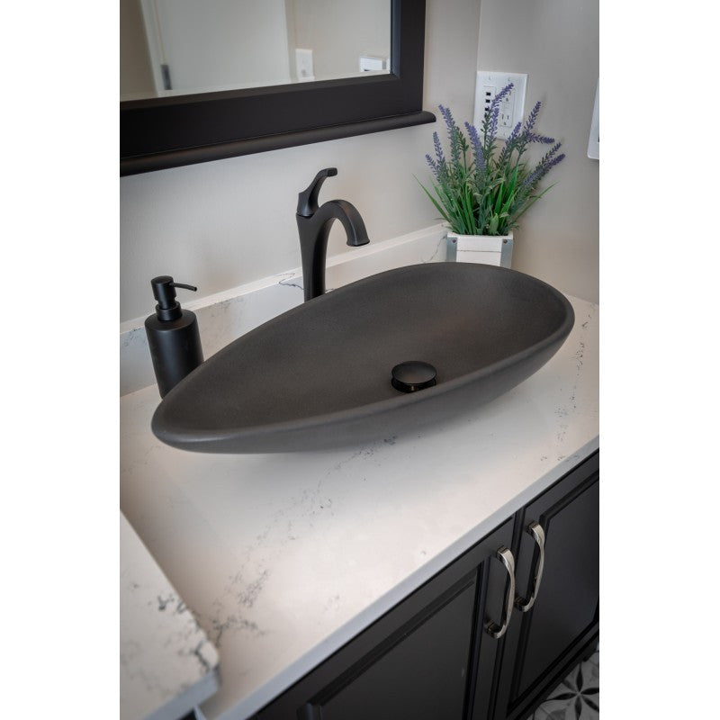 Eden Bath EB_S024LS-H Pod Shaped Vessel Sink - Honed Lava Stone