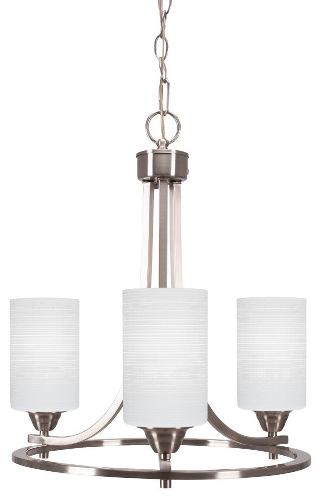 Paramount Uplight 3-Light Chandelier, Brushed Nickel, 4" White Matrix Glass