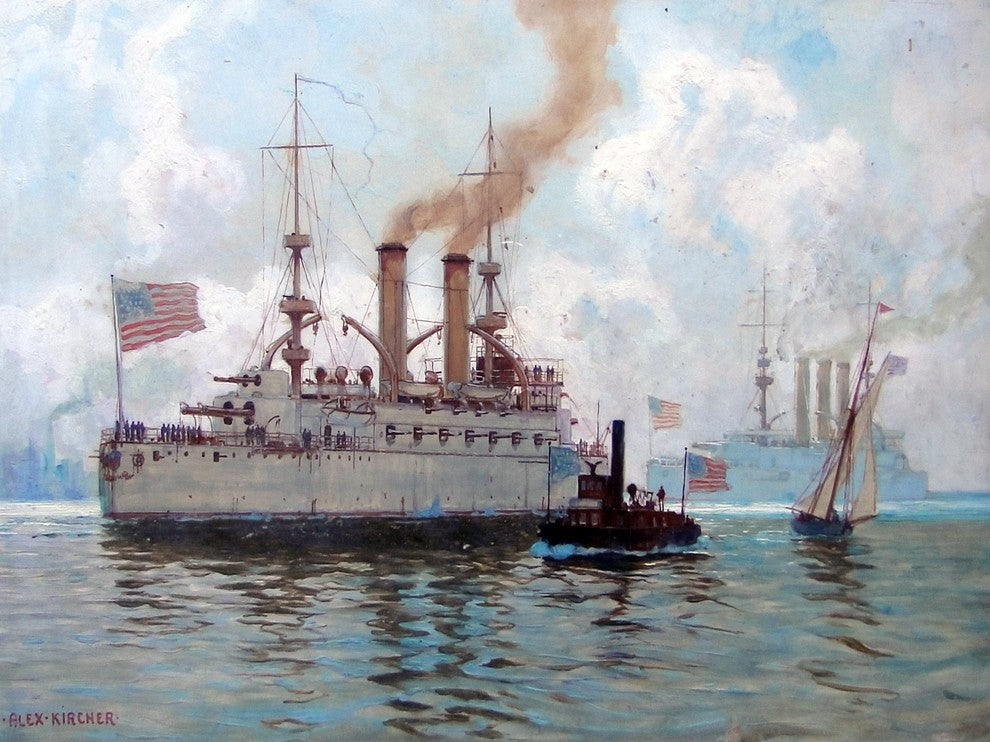 Tile Mural Seascape Ship Steamer By Alexander Kircher, 6"x8", Glossy