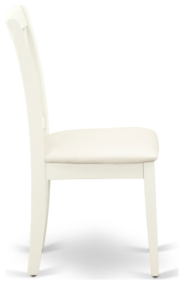 3Pc Dinette Set, Square Kitchen Table, Two Dining Chairs, Linen White Finish