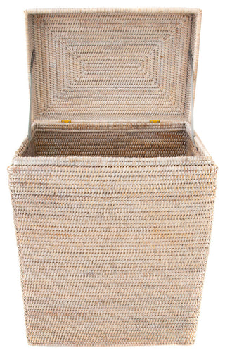 Artifacts Rattan Rectangular Hamper With Hinged Lid, White Wash