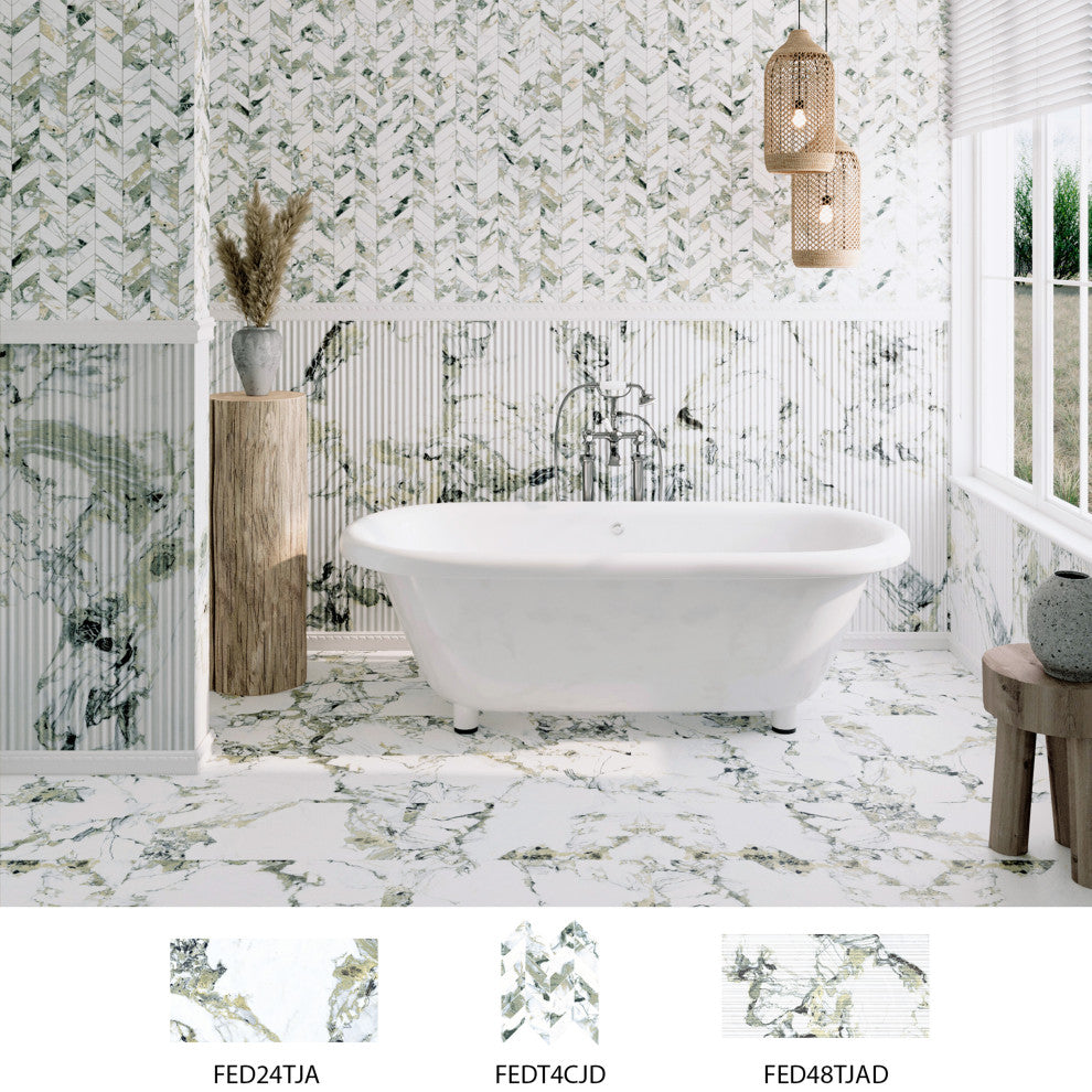 Touche Pleated Deco Jade Porcelain Floor/Wall Tile