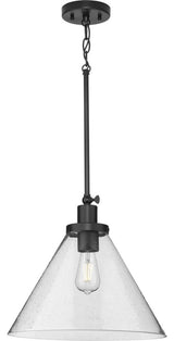 Hinton Collection One-Light Matte Black Modern Farmhouse Pendant