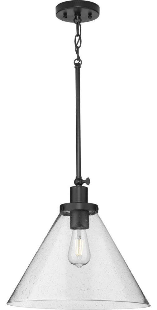 Hinton Collection One-Light Matte Black Modern Farmhouse Pendant