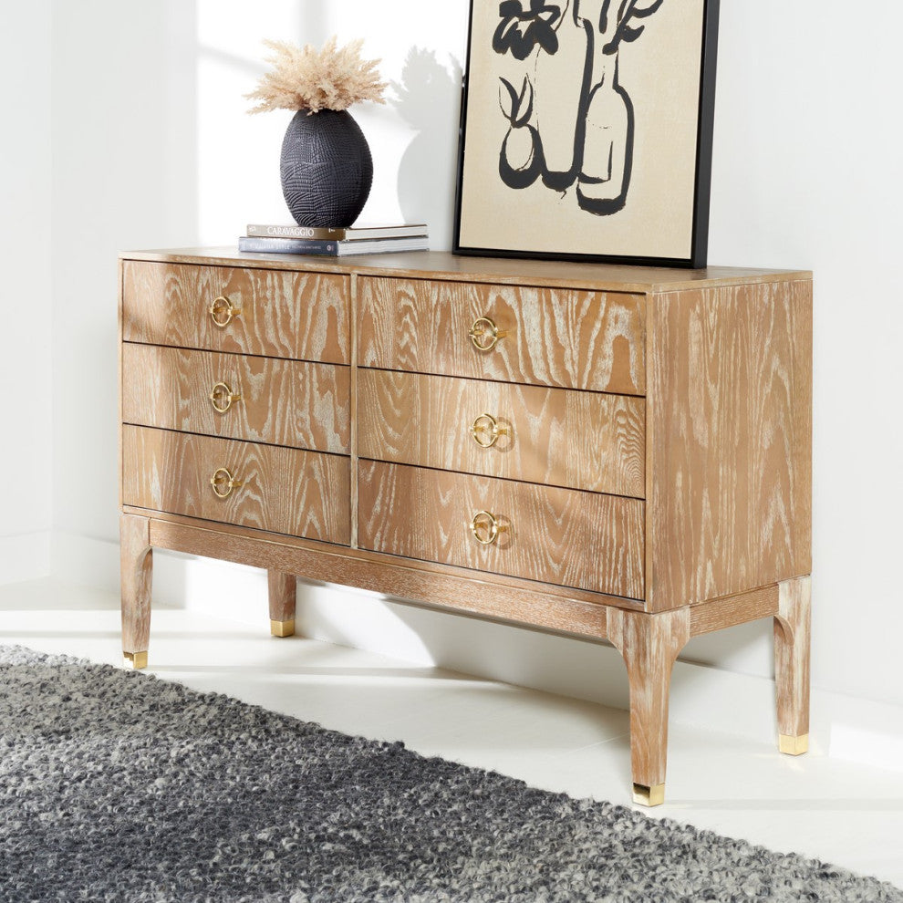 Safavieh Couture Lorna 6 Drawer Contemporary Dresser, Rustic Oak