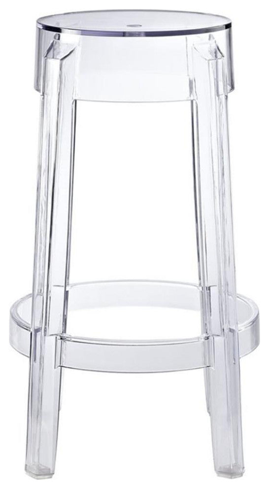 Hawthorne Collections 26.5" Contemporary Plastic Counter Stool in Clear