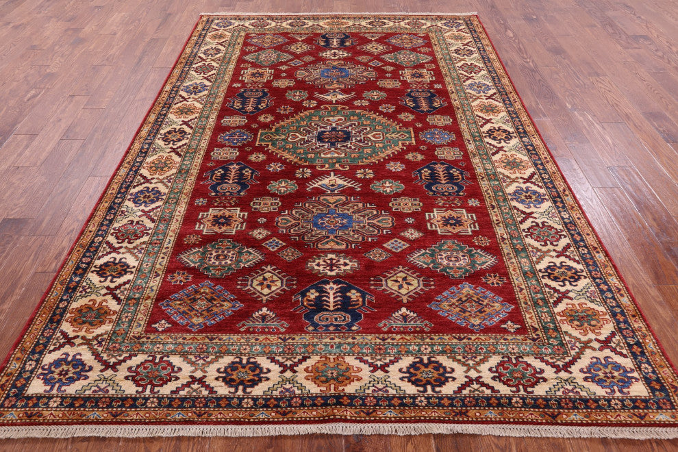 6' 10" X 9' 9" Super Kazak Hand Knotted Wool Rug - Q12936