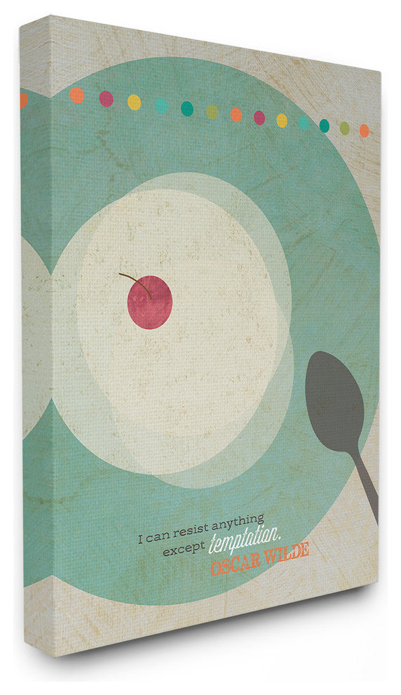 Wilde Temptation Quote Typography Cherry Dessert Dish Canvas, 16"x20"