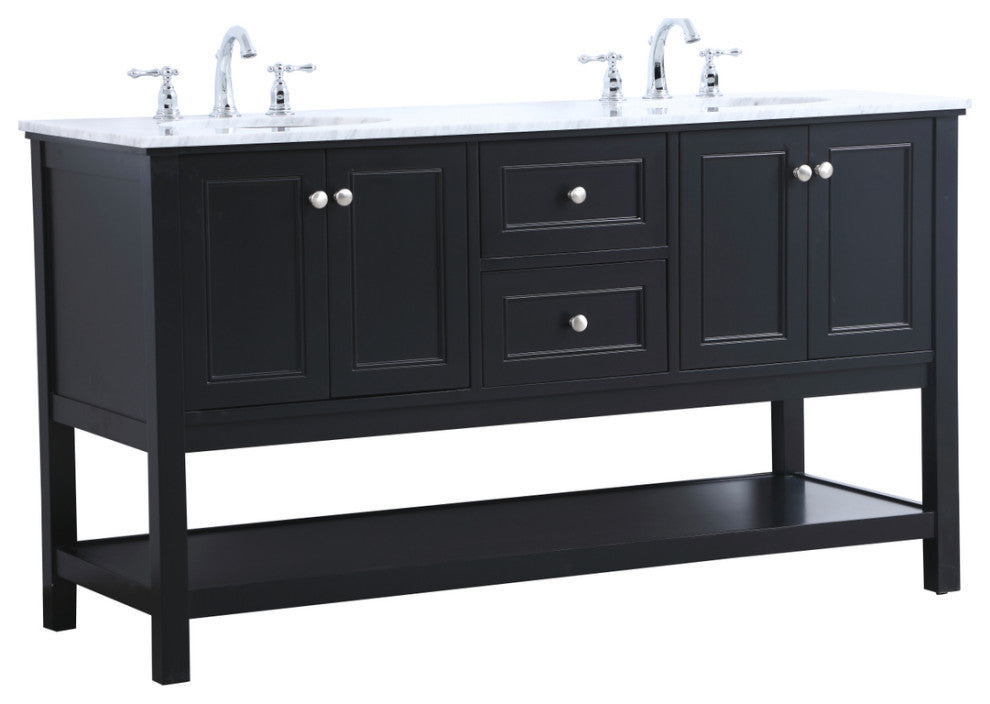 Home Living 60" Double Sink Bathroom Vanity Set, Black
