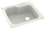 Swan 25x22x9 Solid Surface Kitchen Sink, 4-Hole, Bisque