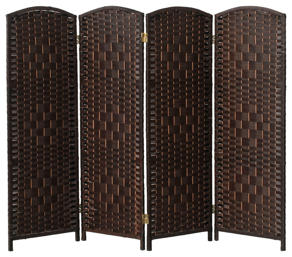 4 ft. Short Diamond Weave Fiber Room Divider Dark Mocha 4 Panel