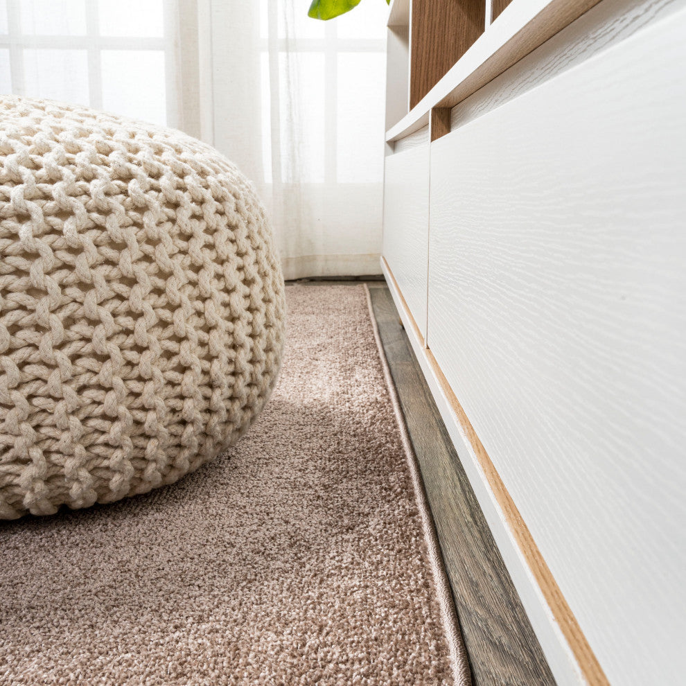 Haze Solid Low-Pile Runner Rug, Brown, 4 X 6