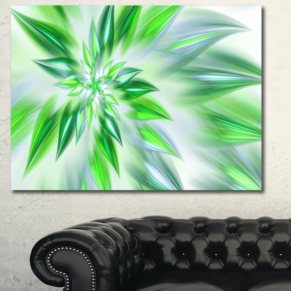 Exotic Dance of Green Petals, Floral Canvas Art Print, 40"x30"