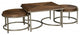 Brown Wood and Metal Geo Coffee Table and End Tables Three Piece Set