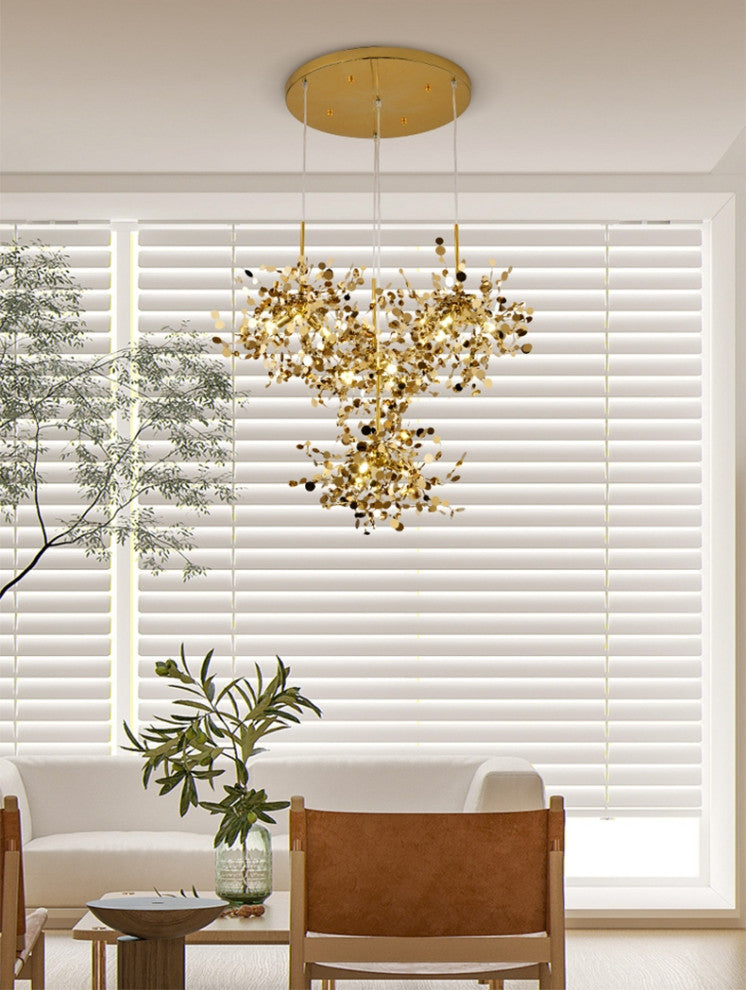 MIRODEMIÂ® La Venturi | Chandelier in a Nordic Style for Dining Room, Golden, 4 Heads, Warm Light