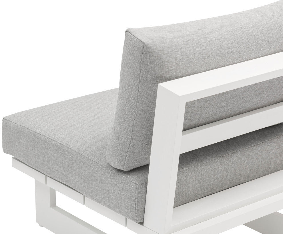Maldives Outdoor Patio Armless Chair, Grey, White Frame