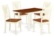 5Pc Dinette Set For Small Spaces, Wood Dining Table, 4 Chair, Buttermilk, Cherry
